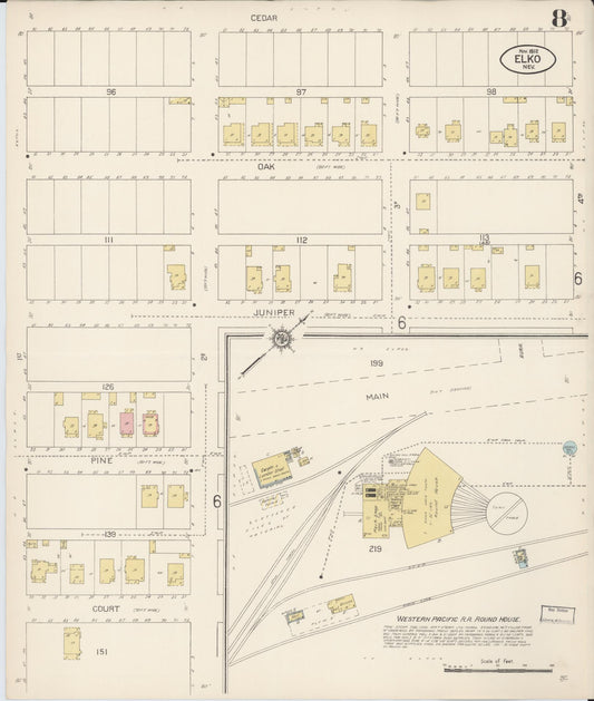 Sanborn Fire Insurance Map from Elko, Elko County, Nevada (1912), Sheet #0008 - Historic Sanborn Fire Insurance Map Print, vintage old map wall art, antique decor, genealogy gift, Nevada Nevada map
