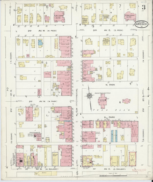 Sanborn Fire Insurance Map from Cresco, Howard County, Iowa (1914), Sheet #0003 - Historic Sanborn Fire Insurance Map Print, vintage old map wall art