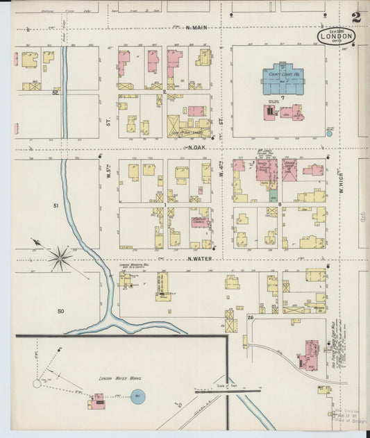 Sanborn Fire Insurance Map from London, Madison County, Ohio (1895), Sheet #0002 - Historic Sanborn Fire Insurance Map Print, vintage old map wall art, antique decor, genealogy gift, Ohio Ohio map