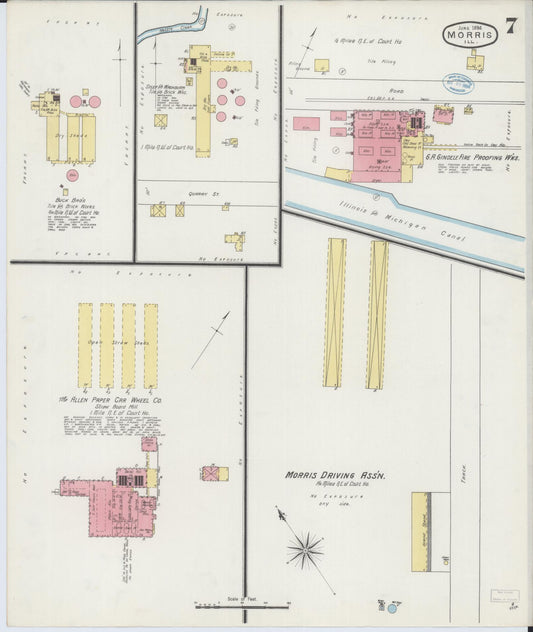 Sanborn Fire Insurance Map from Morris, Grundy County, Illinois (1894), Sheet #0007 - Historic Sanborn Fire Insurance Map Print, vintage old map wall art, antique decor, genealogy gift, Illinois Illinois map