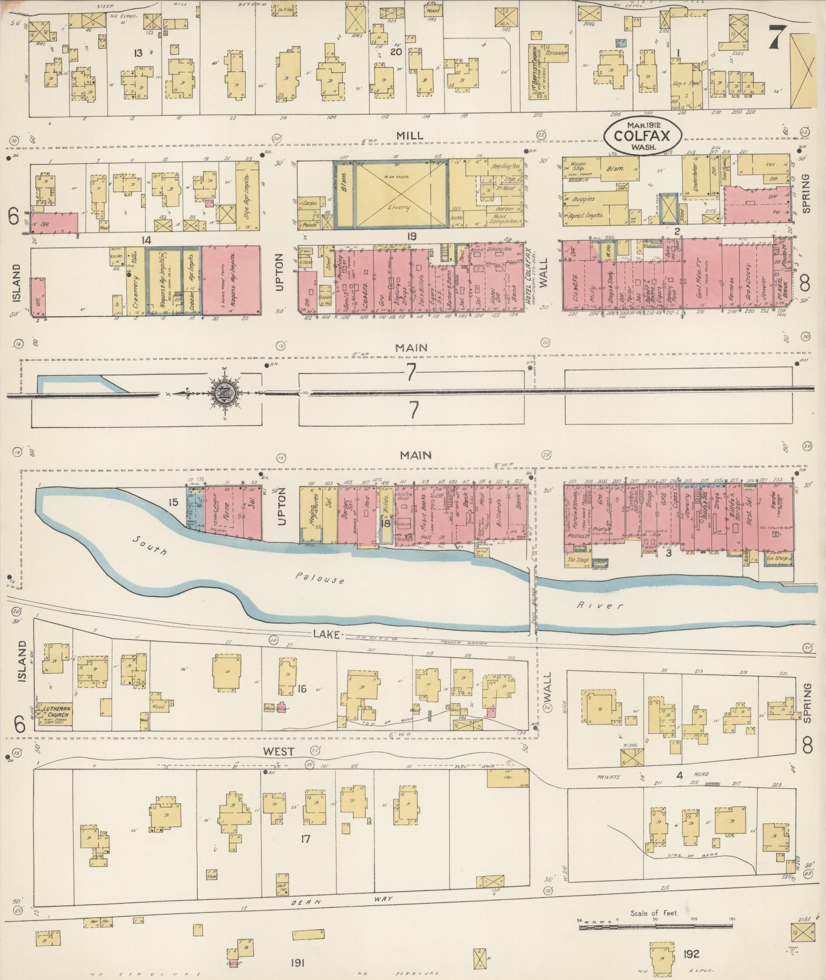 Sanborn Fire Insurance Map from Colfax, Whitman County, Washington (1912), Sheet #0007 - Complete Map Set gallery image, historic Sanborn map, vintage wall art, Washington Washington