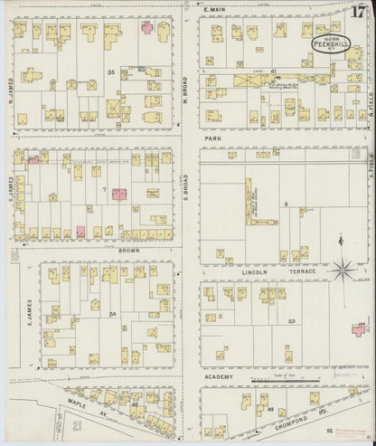 Sanborn Fire Insurance Map from Peekskill, Westchester County, New York (1895), Sheet #0017 - Complete Map Set gallery image, historic Sanborn map, vintage wall art, New York New York