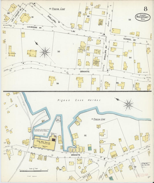 Sanborn Fire Insurance Map from Rockport, Essex County, Massachusetts (1907), Sheet #0008 - Historic Sanborn Fire Insurance Map Print, vintage old map wall art, antique decor, genealogy gift, Massachusetts Massachusetts map