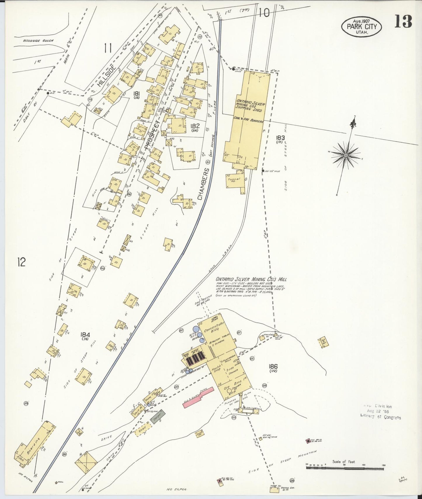 Sanborn Fire Insurance Map from Park City, Summit County, Utah (1907), Sheet #0013 - Complete Map Set gallery image, historic Sanborn map, vintage wall art, Utah Utah