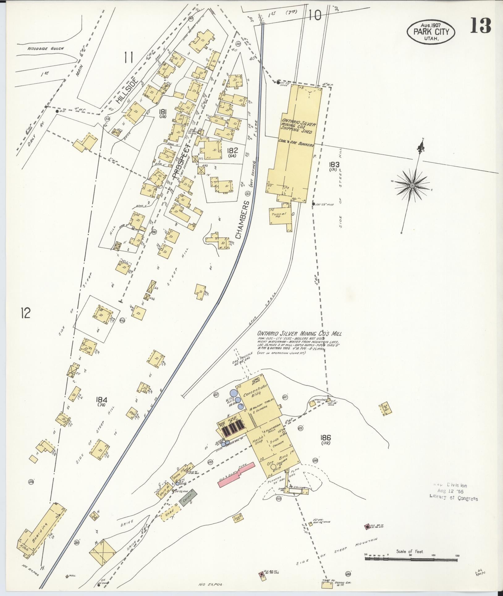 Sanborn Fire Insurance Map from Park City, Summit County, Utah (1907), Sheet #0013 - Complete Map Set gallery image, historic Sanborn map, vintage wall art, Utah Utah