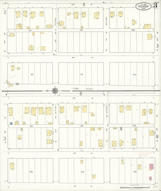 Sanborn Fire Insurance Map from Roundup, Musselshell County, Montana (1920), Sheet #0003 - Historic Sanborn Fire Insurance Map Print, vintage old map wall art, antique decor, genealogy gift, Montana Montana map