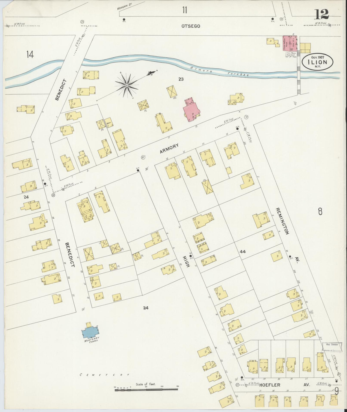 Sanborn Fire Insurance Map from Ilion, Herkimer County, New York (1907), Sheet #0012 - Complete Map Set gallery image, historic Sanborn map, vintage wall art, New York New York