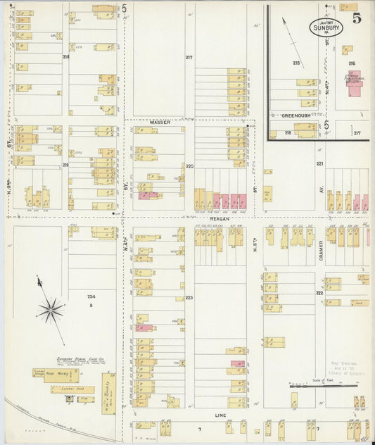 Sanborn Fire Insurance Map from Sunbury, Northumberland County, Pennsylvania (1907), Sheet #0005 - Historic Sanborn Fire Insurance Map Print, vintage old map wall art, antique decor, genealogy gift, Pennsylvania Pennsylvania map