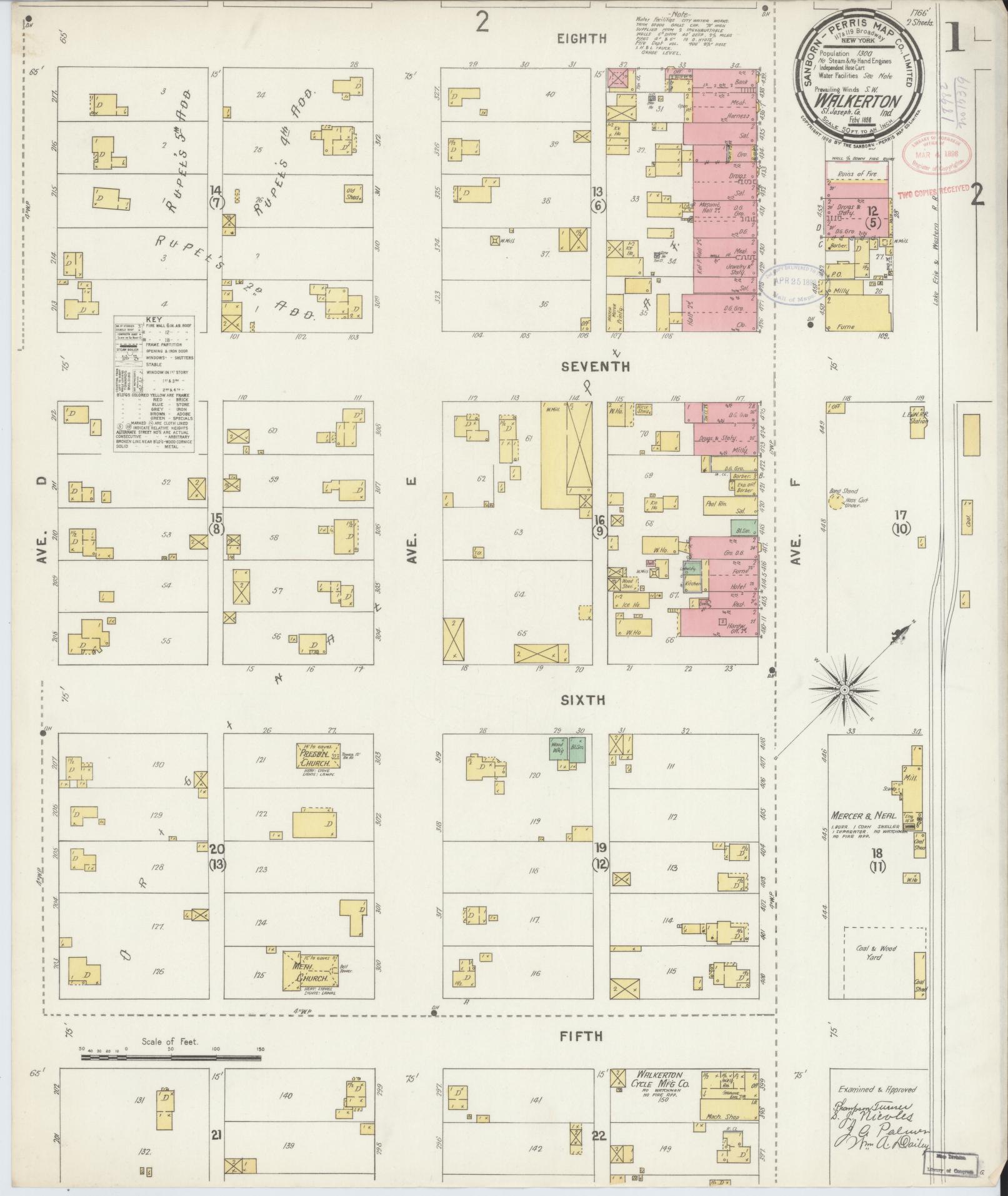 Sanborn Fire Insurance Map from Walkerton, Saint Joseph County, Indiana (1898), Sheet #0001 - Complete Map Set gallery image, historic Sanborn map, vintage wall art, Indiana Indiana