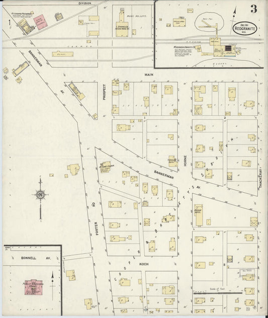 Sanborn Fire Insurance Map from Red Granite, Waushara County, Wisconsin (1911), Sheet #0003 - Historic Sanborn Fire Insurance Map Print, vintage old map wall art, antique decor, genealogy gift, Wisconsin Wisconsin map
