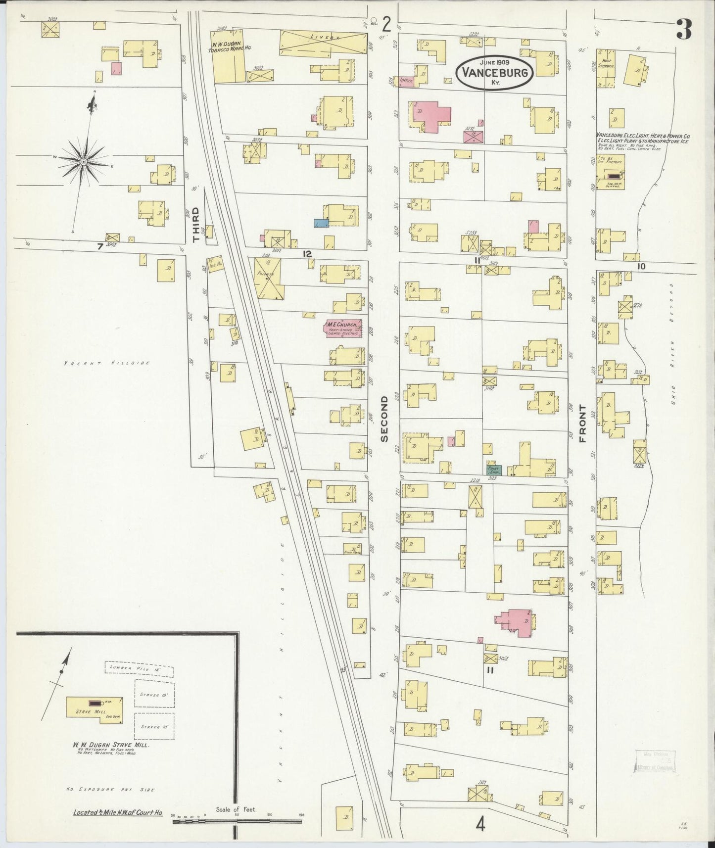 Sanborn Fire Insurance Map from Vanceburg, Lewis County, Kentucky (1909), Sheet #0003 - Complete Map Set gallery image, historic Sanborn map, vintage wall art, Kentucky Kentucky