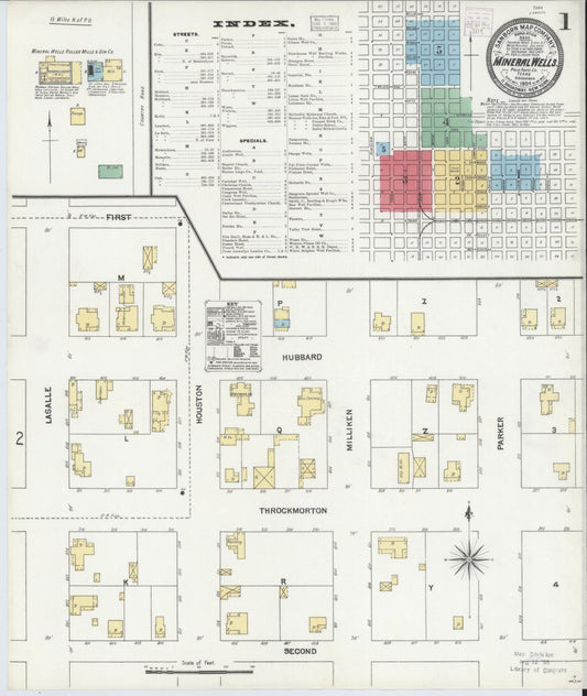 Sanborn Fire Insurance Map from Mineral Wells, Palo Pinto County, Texas (1904), Sheet #0001 - Complete Map Set gallery image, historic Sanborn map, vintage wall art, Texas Texas
