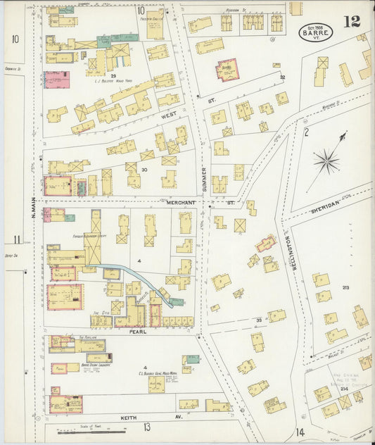 Sanborn Fire Insurance Map from Barre, Washington County, Vermont (1905), Sheet #0012 - Historic Sanborn Fire Insurance Map Print, vintage old map wall art, antique decor, genealogy gift, Vermont Vermont map