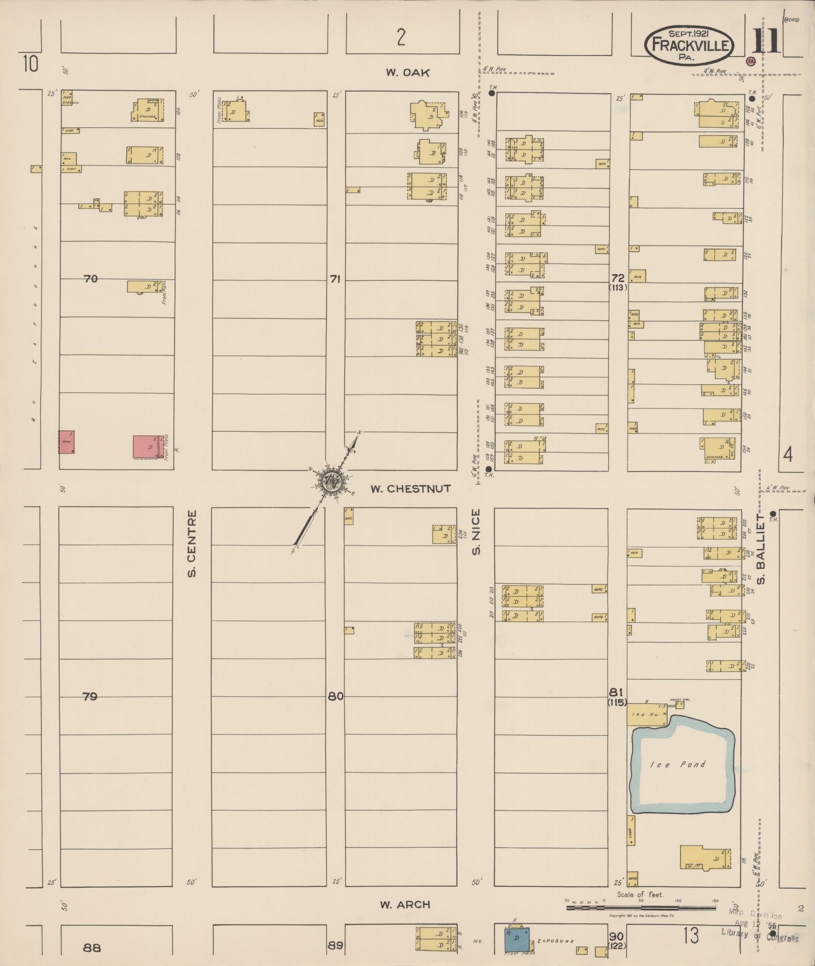 Sanborn Fire Insurance Map from Frackville, Schuylkill County, Pennsylvania (1921), Sheet #0011 - Historic Sanborn Fire Insurance Map Print, vintage old map wall art, antique decor, genealogy gift, Pennsylvania Pennsylvania map