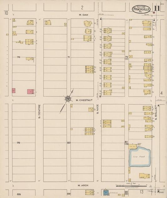 Sanborn Fire Insurance Map from Frackville, Schuylkill County, Pennsylvania (1921), Sheet #0011 - Historic Sanborn Fire Insurance Map Print, vintage old map wall art, antique decor, genealogy gift, Pennsylvania Pennsylvania map
