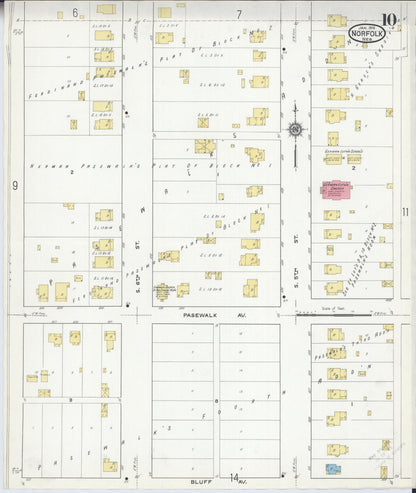 Sanborn Fire Insurance Map from Norfolk, Madison County, Nebraska (1916), Sheet #0010 - Complete Map Set gallery image, historic Sanborn map, vintage wall art, Nebraska Nebraska