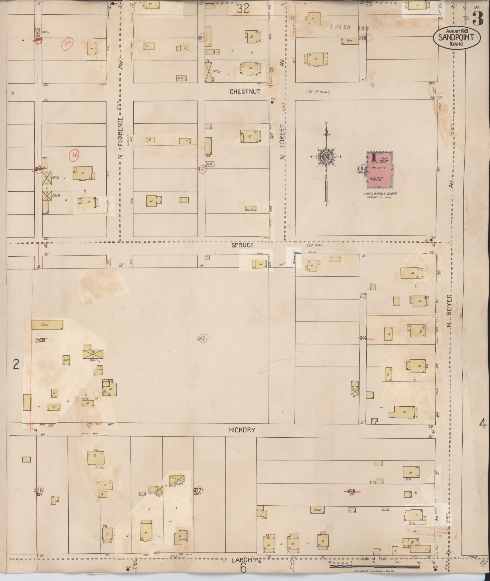Sanborn Fire Insurance Map from Sandpoint, Bonner County, Idaho (1948), Sheet #0003 - Complete Map Set gallery image, historic Sanborn map, vintage wall art, Idaho Idaho