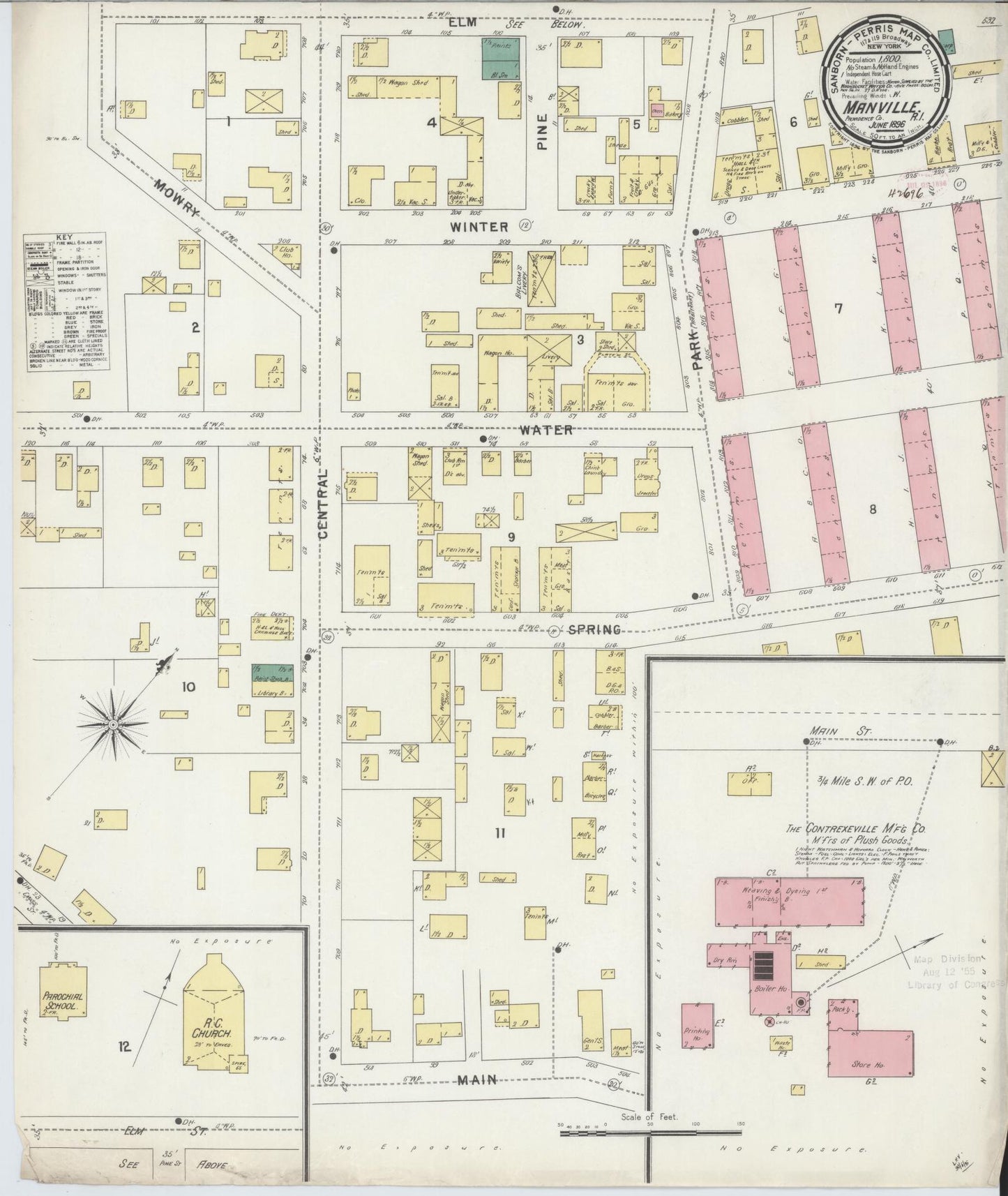 Sanborn Fire Insurance Map from Manville, Providence County, Rhode Island. (1896) – Historic Sanborn Fire Insurance Map Print
