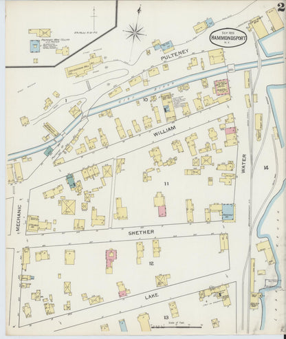 Sanborn Fire Insurance Map from Hammondsport, Steuben County, New York (1893), Sheet #0002 - Complete Map Set gallery image, historic Sanborn map, vintage wall art, New York New York