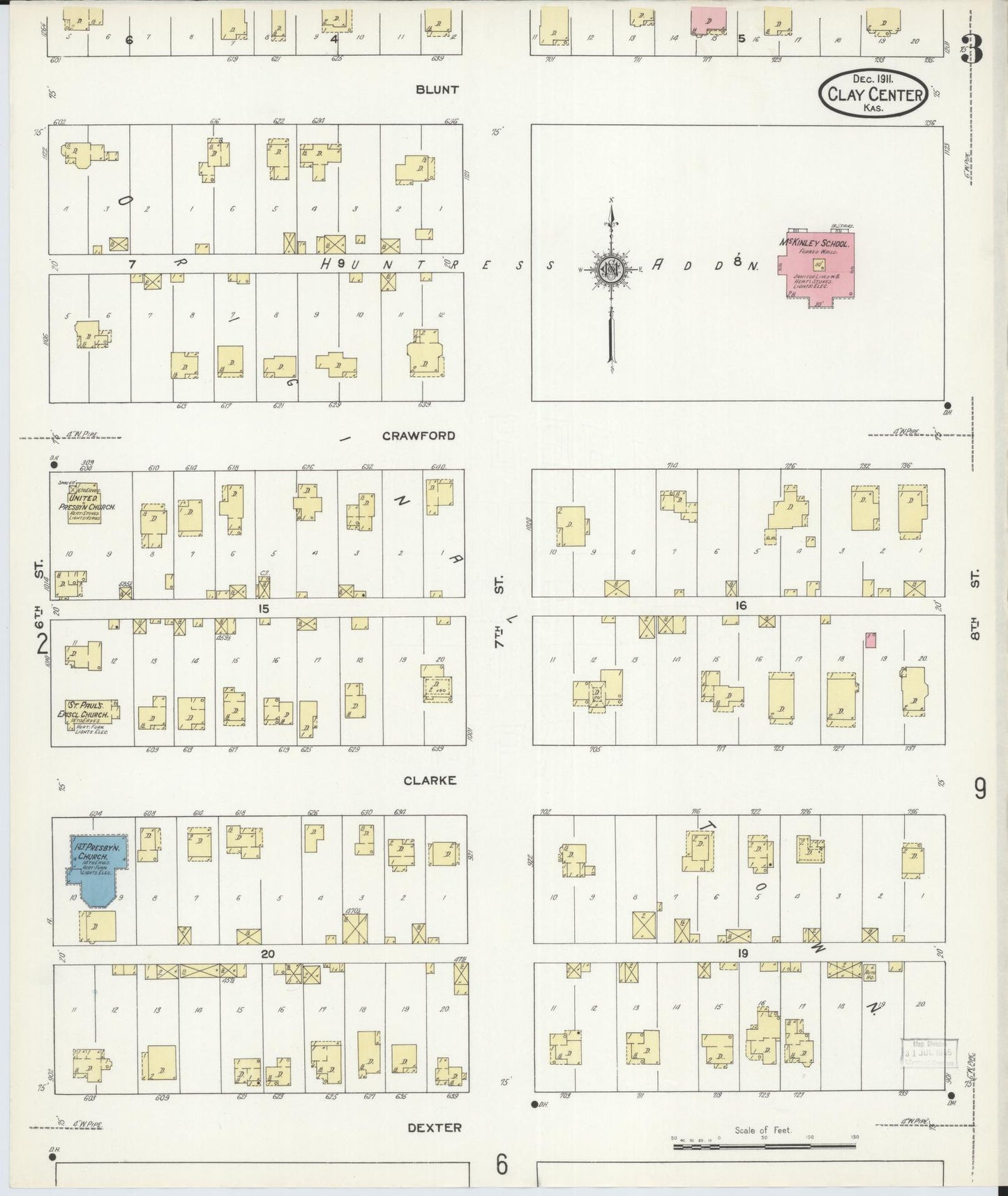 Sanborn Fire Insurance Map from Clay Center, Clay County, Kansas (1911), Sheet #0003 - Complete Map Set gallery image, historic Sanborn map, vintage wall art, Kansas Kansas