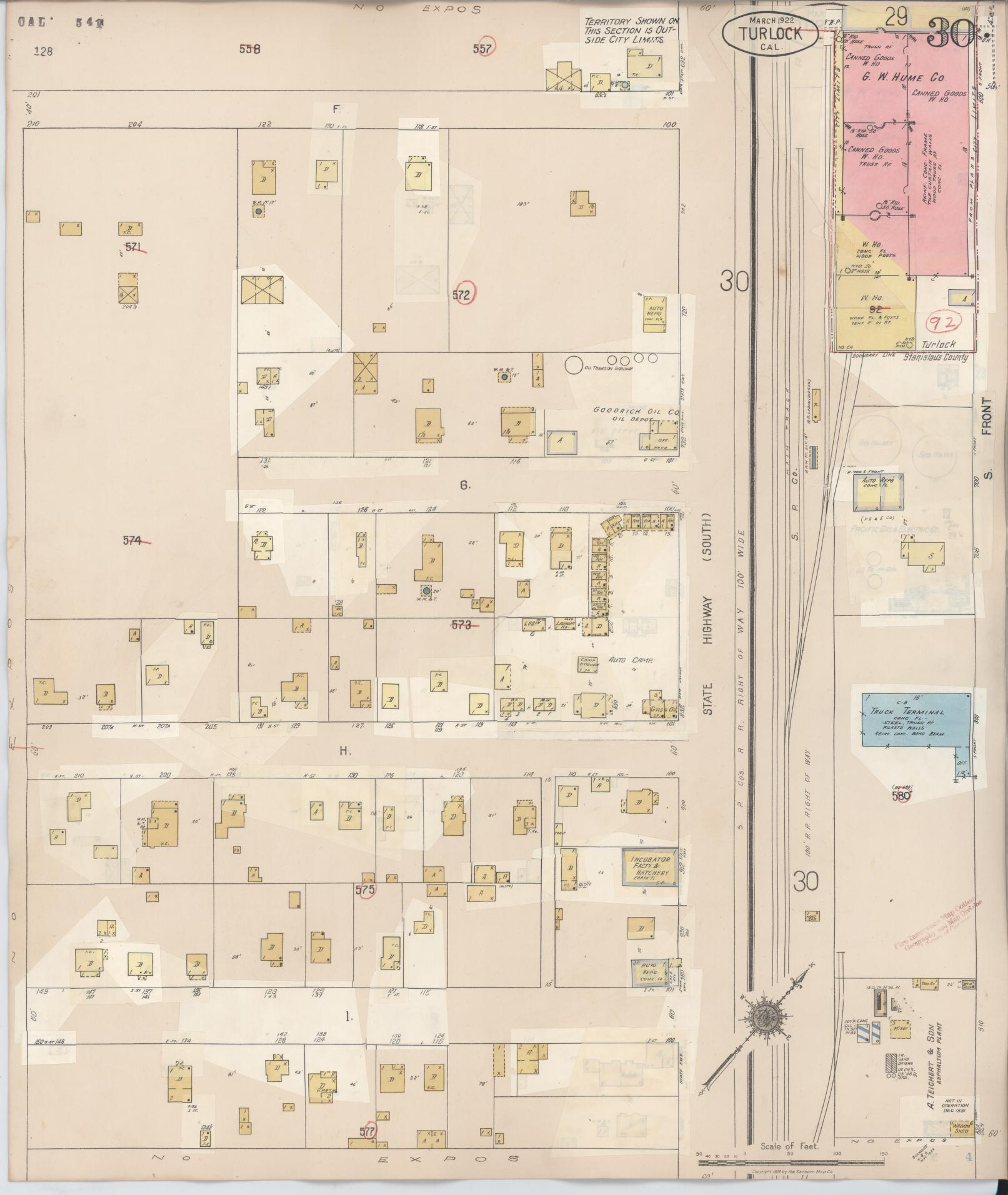 Sanborn Fire Insurance Map from Turlock, Stanislaus County, California (1943), Sheet #0030 - Complete Map Set gallery image, historic Sanborn map, vintage wall art, California California