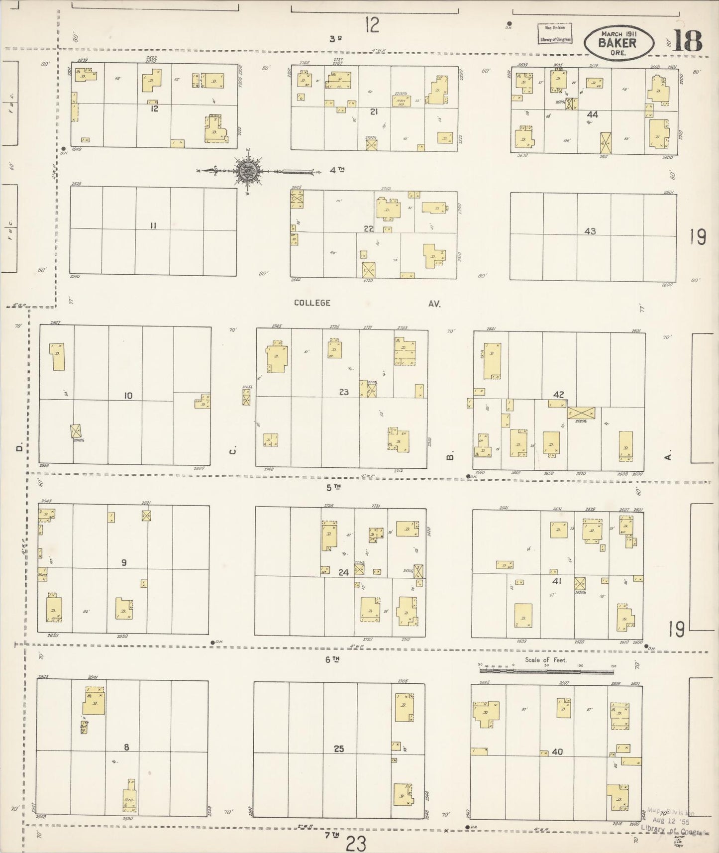 Sanborn Fire Insurance Map from Baker, Baker County, Oregon (1911), Sheet #0018 - Complete Map Set gallery image, historic Sanborn map, vintage wall art, Oregon Oregon
