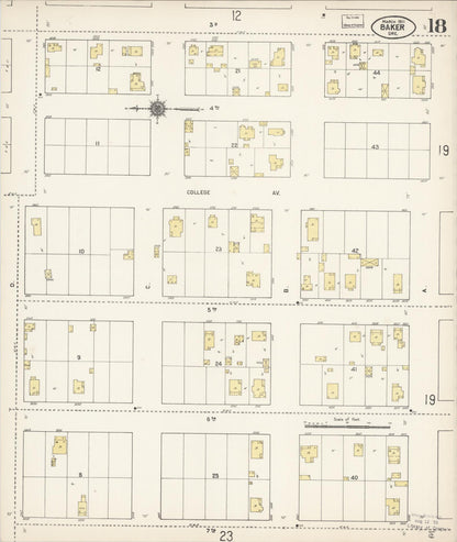 Sanborn Fire Insurance Map from Baker, Baker County, Oregon (1911), Sheet #0018 - Complete Map Set gallery image, historic Sanborn map, vintage wall art, Oregon Oregon