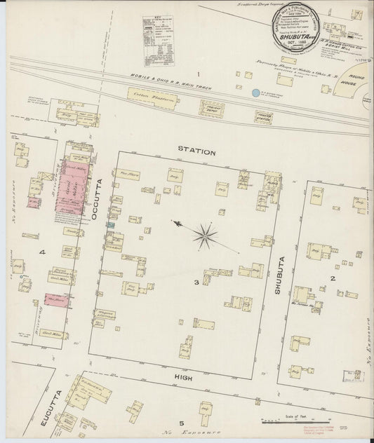 Sanborn Fire Insurance Map from Shubuta, Clarke County, Mississippi (1885), Sheet #0001 - Historic Sanborn Fire Insurance Map Print, vintage old map wall art, antique decor, genealogy gift, Mississippi Mississippi map