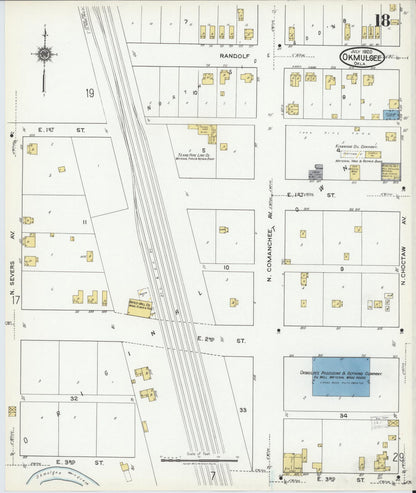 Sanborn Fire Insurance Map from Okmulgee, Okmulgee County, Oklahoma (1920), Sheet #0018 - Complete Map Set gallery image, historic Sanborn map, vintage wall art, Oklahoma Oklahoma