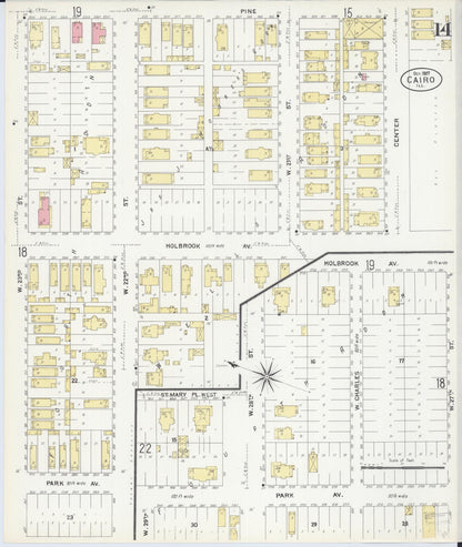 Sanborn Fire Insurance Map from Cairo, Alexander County, Illinois (1907), Sheet #0014 - Complete Map Set gallery image, historic Sanborn map, vintage wall art, Illinois Illinois