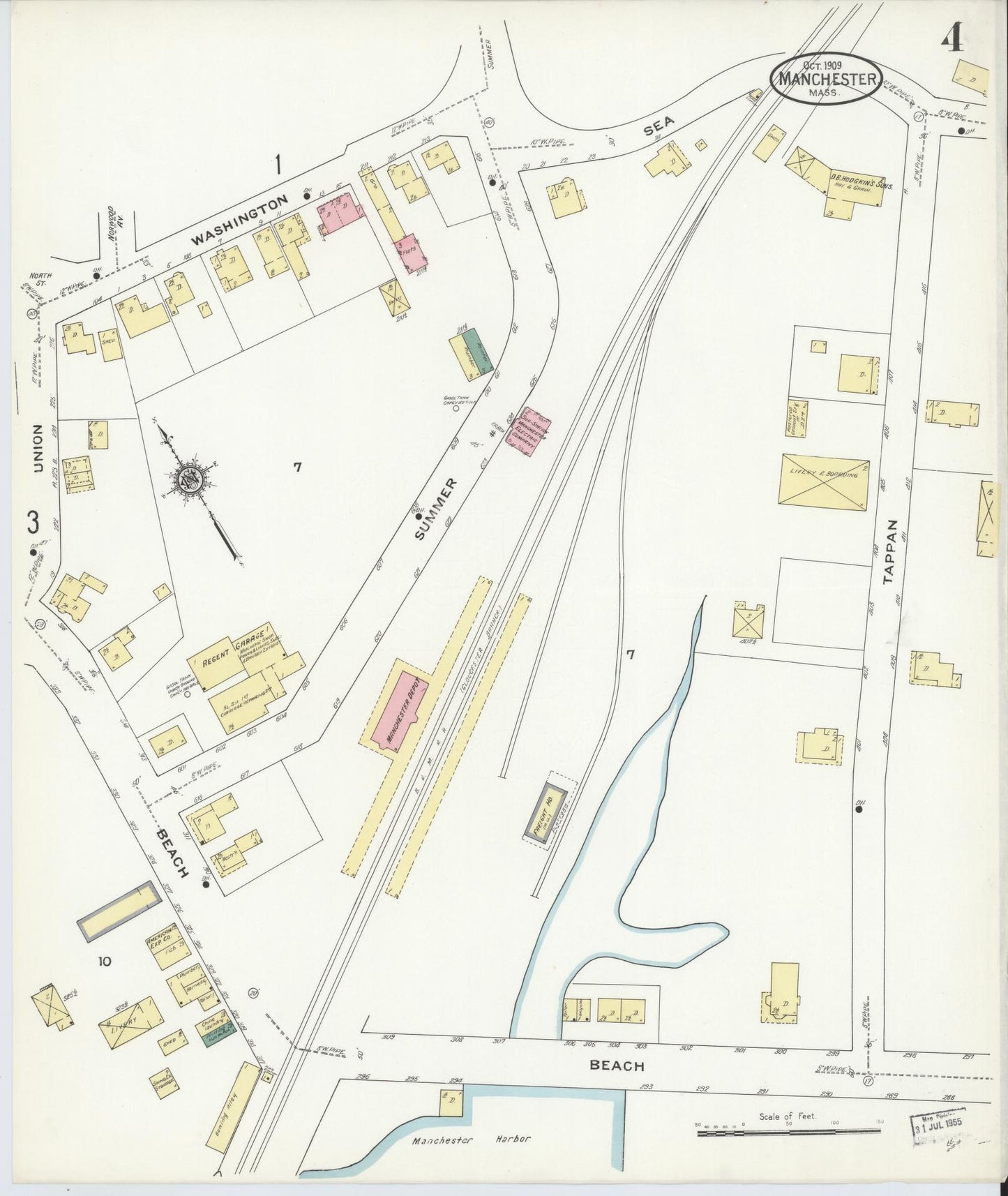 Sanborn Fire Insurance Map from Manchester, Essex County, Massachusetts (1909), Sheet #0004 - Complete Map Set gallery image, historic Sanborn map, vintage wall art, Massachusetts Massachusetts