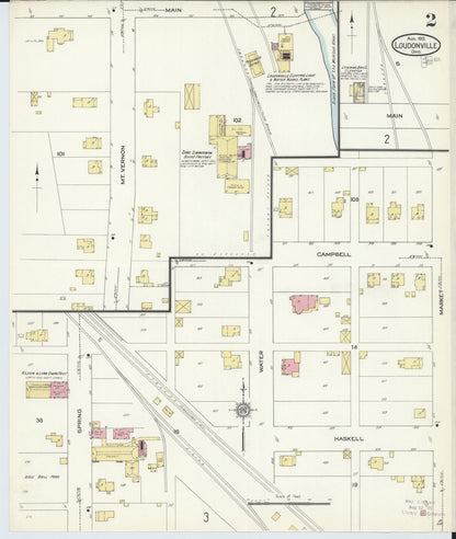 Sanborn Fire Insurance Map from Loudonville, Ashland County, Ohio (1913), Sheet #0002 - Historic Sanborn Fire Insurance Map Print, vintage old map wall art, antique decor, genealogy gift, Ohio Ohio map