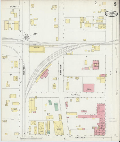 Sanborn Fire Insurance Map from Fayetteville, Cumberland County, North Carolina (1896), Sheet #0003 - Complete Map Set gallery image, historic Sanborn map, vintage wall art, North Carolina North Carolina