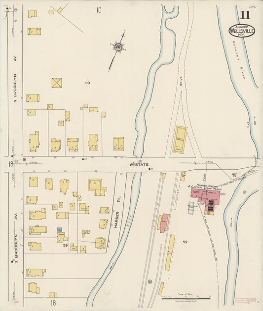 Sanborn Fire Insurance Map from Wellsville, Allegany County, New York (1922), Sheet #0011 - Historic Sanborn Fire Insurance Map Print, vintage old map wall art, antique decor, genealogy gift, New York New York map