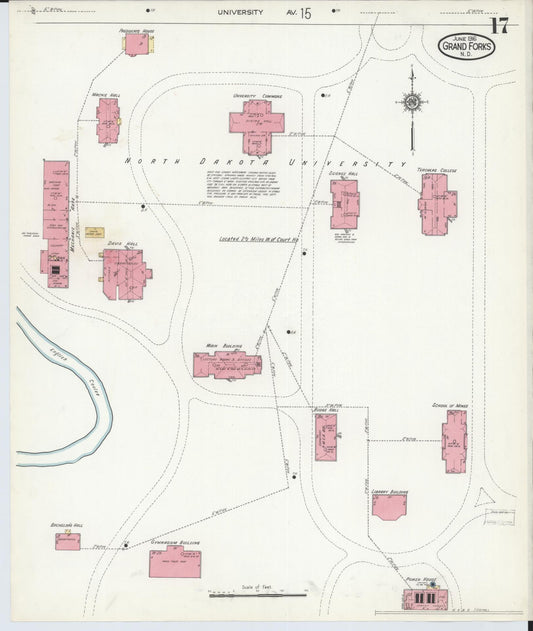 Sanborn Fire Insurance Map from Grand Forks, Grand Forks County, North Dakota (1916), Sheet #0017 - Historic Sanborn Fire Insurance Map Print, vintage old map wall art, antique decor, genealogy gift, North Dakota North Dakota map
