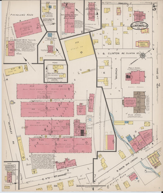 Sanborn Fire Insurance Map from Clintonville, Waupaca County, Wisconsin (1922), Sheet #0005 - Historic Sanborn Fire Insurance Map Print, vintage old map wall art, antique decor, genealogy gift, Wisconsin Wisconsin map