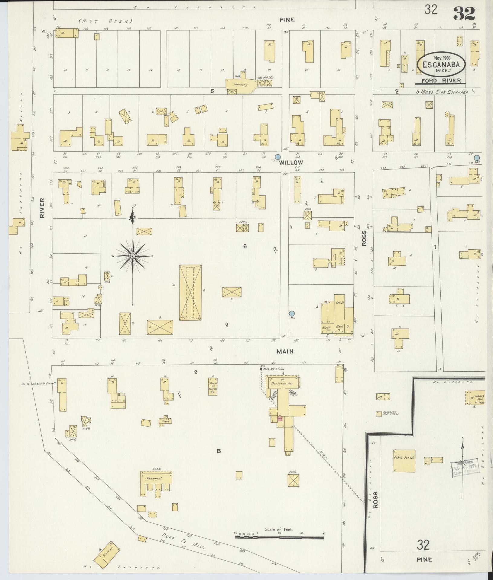 Sanborn Fire Insurance Map from Escanaba, Delta County, Michigan (1906), Sheet #0032 - Complete Map Set gallery image, historic Sanborn map, vintage wall art, Michigan Michigan