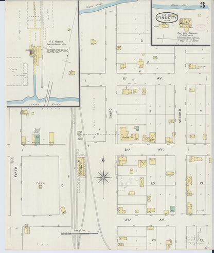 Sanborn Fire Insurance Map from Pine City, Pine County, Minnesota (1894), Sheet #0003 - Complete Map Set gallery image, historic Sanborn map, vintage wall art, Minnesota Minnesota