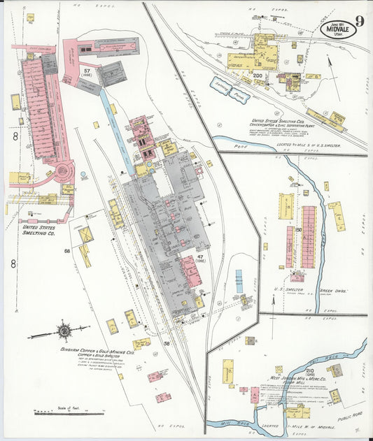 Sanborn Fire Insurance Map from Midvale, Salt Lake County, Utah (1911), Sheet #0009 - Historic Sanborn Fire Insurance Map Print, vintage old map wall art, antique decor, genealogy gift, Utah Utah map