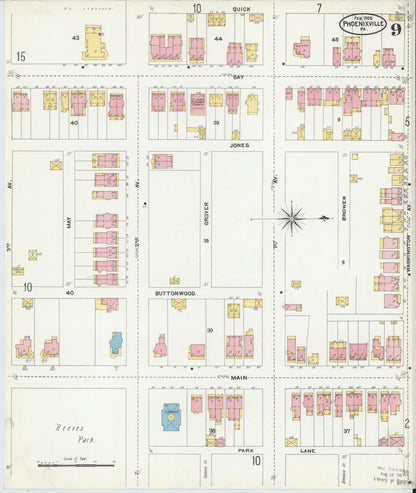 Sanborn Fire Insurance Map from Phoenixville, Chester County, Pennsylvania (1906), Sheet #0009 - Complete Map Set gallery image, historic Sanborn map, vintage wall art, Pennsylvania Pennsylvania