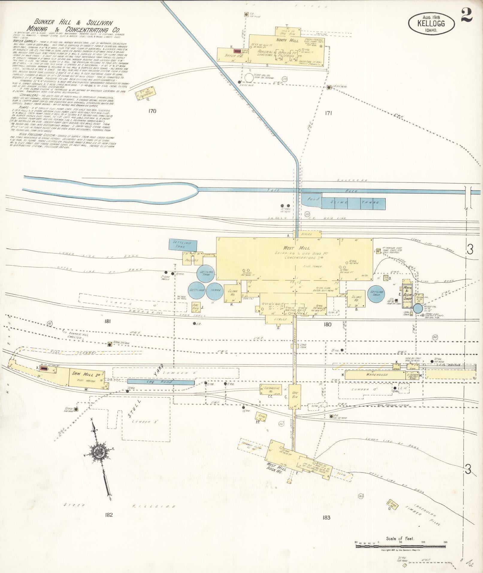 Sanborn Fire Insurance Map from Kellogg, Shoshone County, Idaho (1918), Sheet #0002 - Complete Map Set gallery image, historic Sanborn map, vintage wall art, Idaho Idaho