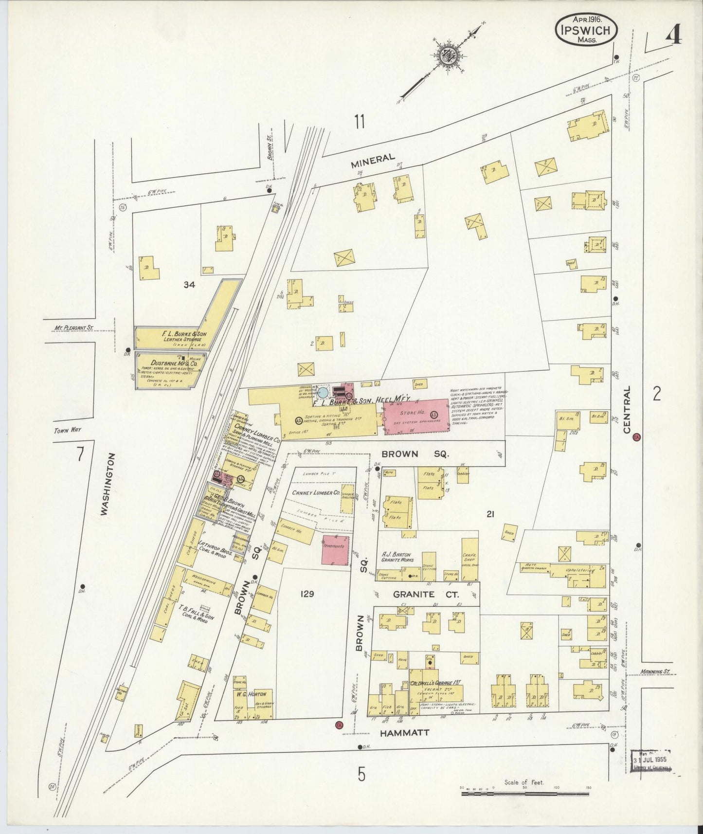 Sanborn Fire Insurance Map from Ipswich, Essex County, Massachusetts (1916), Sheet #0004 - Complete Map Set gallery image, historic Sanborn map, vintage wall art, Massachusetts Massachusetts
