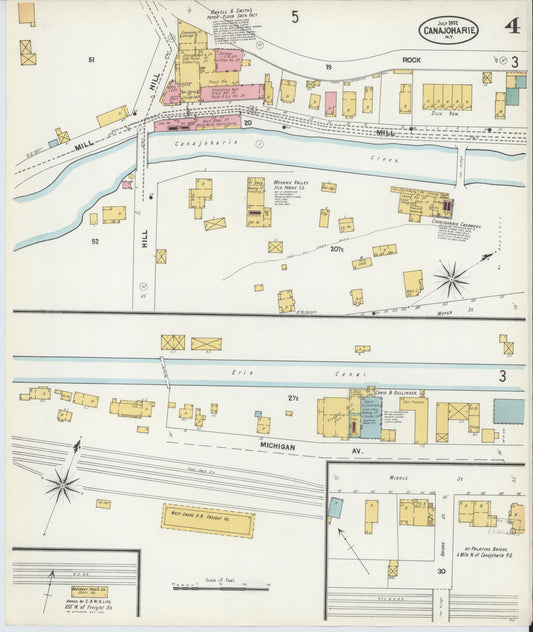 Sanborn Fire Insurance Map from Canajoharie, Montgomery County, New York (1902), Sheet #0004 - Historic Sanborn Fire Insurance Map Print, vintage old map wall art, antique decor, genealogy gift, New York New York map