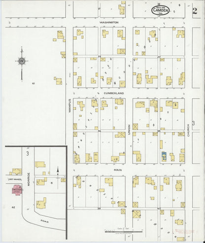 Sanborn Fire Insurance Map from Camden, Carroll County, Indiana (1919), Sheet #0002 - Historic Sanborn Fire Insurance Map Print, vintage old map wall art, antique decor, genealogy gift, Indiana Indiana map