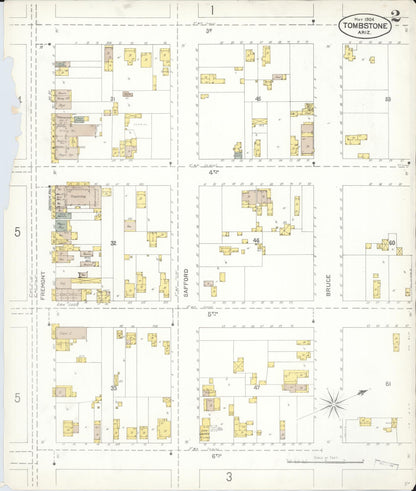 Sanborn Fire Insurance Map from Tombstone, Cochise County, Arizona (1904), Sheet #0002 - Complete Map Set gallery image, historic Sanborn map, vintage wall art, Arizona Arizona