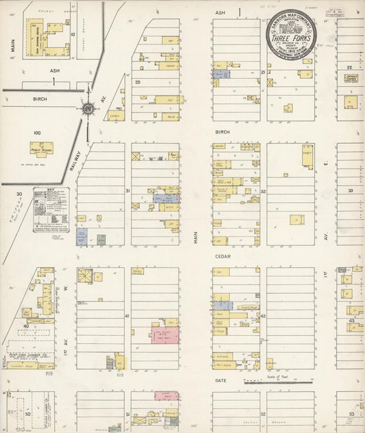 Sanborn Fire Insurance Map from Three Forks, Gallatin County, Montana (1910), Sheet #0001 - Historic Sanborn Fire Insurance Map Print, vintage old map wall art, antique decor, genealogy gift, Montana Montana map