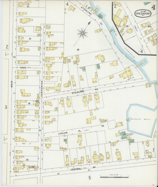 Sanborn Fire Insurance Map from Greenport, Suffolk County, New York (1897), Sheet #0004 - Historic Sanborn Fire Insurance Map Print, vintage old map wall art, antique decor, genealogy gift, New York New York map