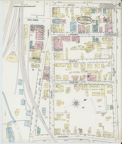 Sanborn Fire Insurance Map from Willimantic, Windham County, Connecticut (1887), Sheet #0004 - Complete Map Set gallery image, historic Sanborn map, vintage wall art, Connecticut Connecticut