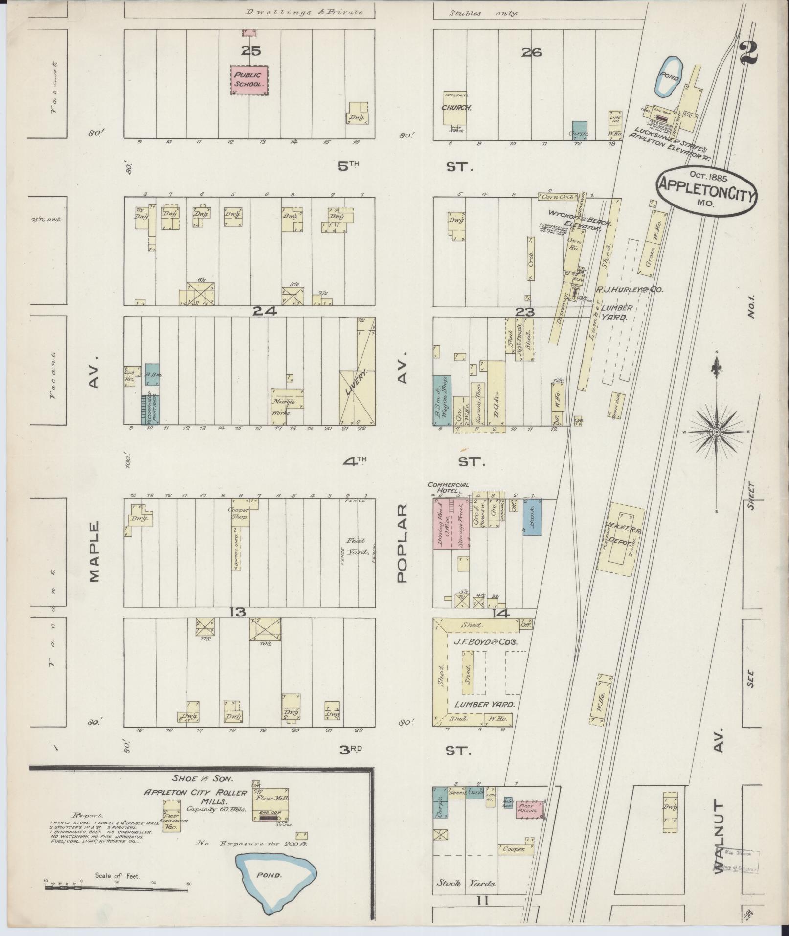 Sanborn Fire Insurance Map from Appleton City, Saint Clair County, Missouri (1885), Sheet #0002 - Historic Sanborn Fire Insurance Map Print, vintage old map wall art, antique decor, genealogy gift, Missouri Missouri map