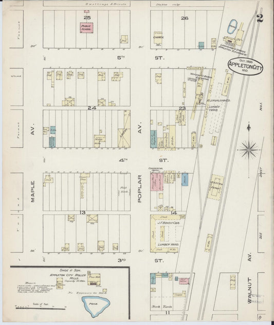 Sanborn Fire Insurance Map from Appleton City, Saint Clair County, Missouri (1885), Sheet #0002 - Historic Sanborn Fire Insurance Map Print, vintage old map wall art, antique decor, genealogy gift, Missouri Missouri map